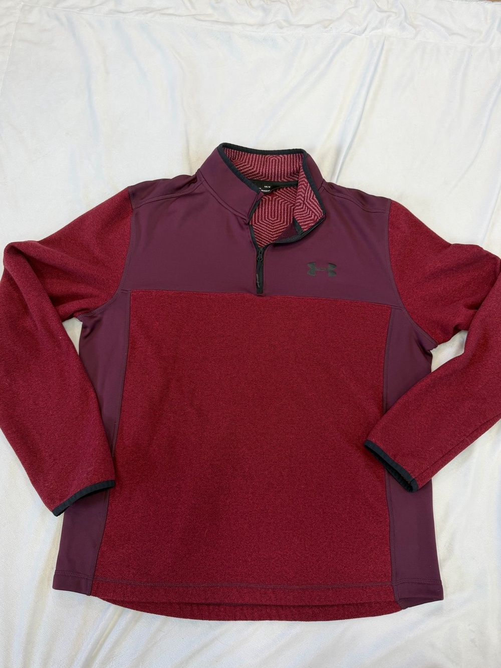 Under Armour Men’s Size Large Maroon & Red Quarter-Zip Pullover Jacket